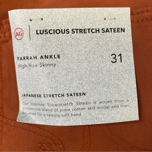 NWT AG Adriano Goldschmeid Farrah Hi Waist Skinny Ankle Jeans Brick Dust… - Picture 8 of 16